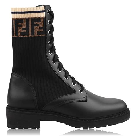 fendi rockoko logo boots|rockoko knit leather combat boots.